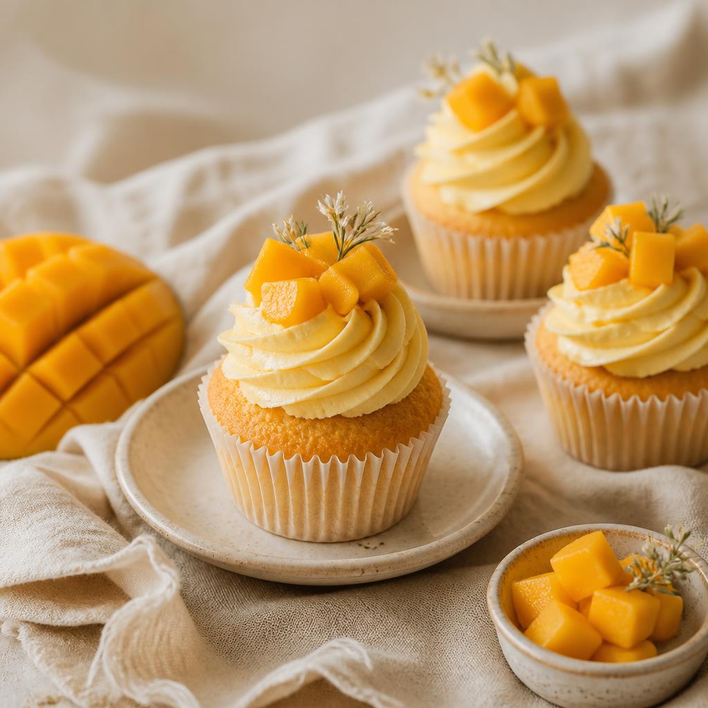 Ekadashi mango cream cupcakes